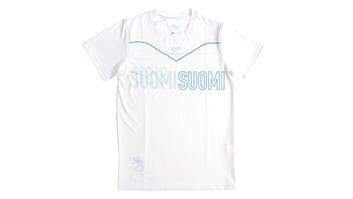 Blue/Oatmeal V-Line "Suomi Sisu" T-Shirt Men's Karhu NZ - Image 1